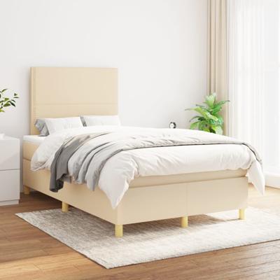 Boxspring met matras stof crèmekleurig 120x200 cm