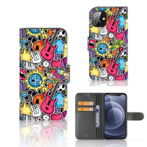 Apple iPhone 12 Mini Wallet Case met Pasjes Punk Rock