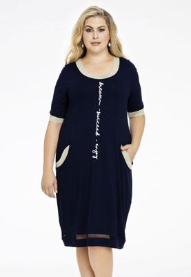 Yoek Jurk korte mouw ENJOY | Blauw | Maat 50/52