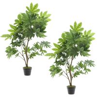 Set van 2x stuks groene Aralia klimop kunstplanten in zwarte pot 90 cm - thumbnail