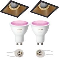 Philips Hue LED Spot GU10 - Mat Zwart/Goud - Kantelbaar - 93mm - White and Color Ambiance Bluetooth