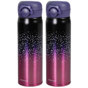2x stuks thermosfles / isoleerfles RVS voor onderweg 500 ml roze/zwart