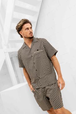 Lacoste Overhemd Heren Zwart/Beige - Maat M - Kleur: BeigeZwart | Soccerfanshop