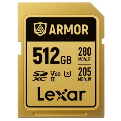 Lexar Pro Gold Armor 512GB SDXC UHS-II V60 - R280/W210 MB/s - IP68