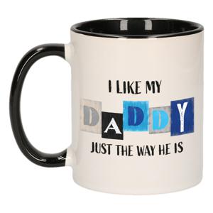 Bellatio Decorations Cadeau koffie/thee mok voor papa - zwart - de liefste - keramiek - Vaderdag   -