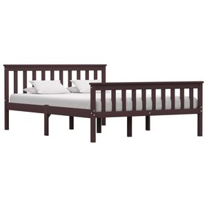 Bedframe massief grenenhout donkerbruin 140x200 cm