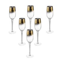 Set van 6x champagneglazen/flutes gouden rand Arya 210 ml van glas