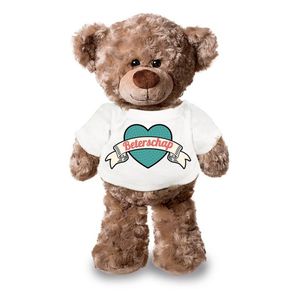 Beterschap pluche teddybeer knuffel 24 cm met wit retro t-shirt - Knuffelberen