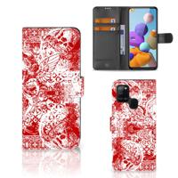 Telefoonhoesje met Naam Samsung Galaxy A21s Angel Skull Rood Telefoonhoesje met Naam Samsung Galaxy A21s Angel Skull Rood