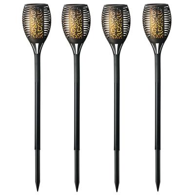 Lumineo Solar tuinlamp / fakkel / prikspot - 4x - vlameffect - zonne-energie - 61 cm