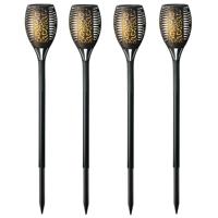 Lumineo Solar tuinlamp / fakkel / prikspot - 4x - vlameffect - zonne-energie - 61 cm