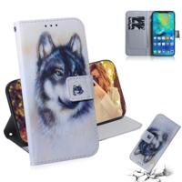 Witte Wolf patroon gekleurde tekening horizontale Flip lederen case voor Huawei mate 20 Pro met houder & card slots & portemonnee