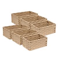 Kast/badkamer opbergmandjes - set 6x stuks - gevlochten kunststof - in 3 formaten