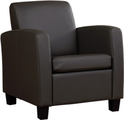 Donkerbruine leren landelijke fauteuil Joy - poot hout zwart - Toledo Leer Caffe (donkerbruin leer)