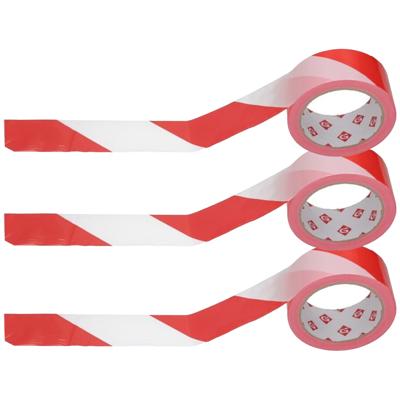 Afzetlint - 3x - rood/wit - 45 mm x 100 meter - polyethyleen - markeerlint - afzettape