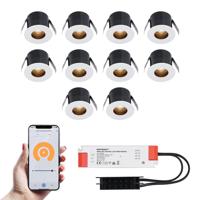 Set van 10 Olivia Smart LED Mini Inbouwspots - Veranda spots - 12V 3W 150lm - Dimbaar - Wifi & Bluetooth - 2700K - IP44 waterdicht - Wit