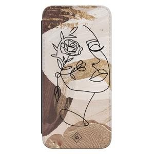 Samsung Galaxy A55 flipcase - Abstract gezicht bruin