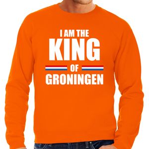 I am the King of Groningen Koningsdag sweater / trui oranje voor heren