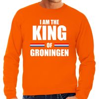 I am the King of Groningen Koningsdag sweater / trui oranje voor heren - thumbnail