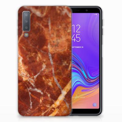 Samsung Galaxy A7 (2018) | TPU | Siliconen hoesje | Marmer Bruin