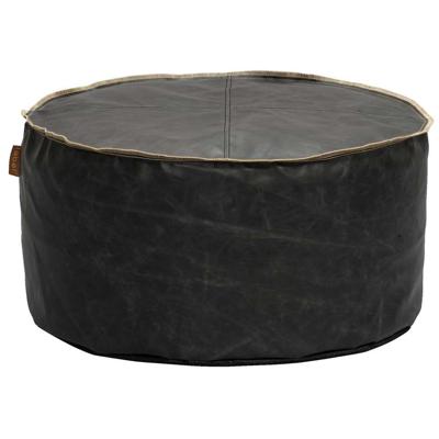 Leen Bakker - Lebel Poef Hugo - 60x30 Cm - Kunstleder - Zwart