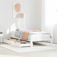 Bedframe met lades massief grenenhout wit 90x200 cm