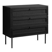 Rebellenclub Berley Dressoir met Lades - Zwart met Rattan