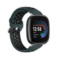 Fitbit Versa 3 & 4 / Sense 1 & 2 - Sport editie - Large - Donkergroen + zwart