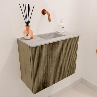 Toiletmeubel Mondiaz Joya Dlux | 50 cm | Meubelkleur Dusk | Faye wastafel Glace Wasbak Rechts | Zonder kraangat(en)