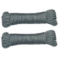 AMIG Paracord touw - 2x - 10 meter - D4mm - 100kg - PP/PE - legergroen/wit