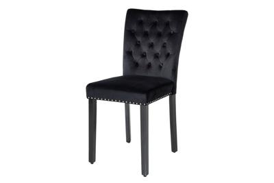 Stoel CASTLE fluweel zwart met quiltwerk in chesterfield-stijl - 44590
