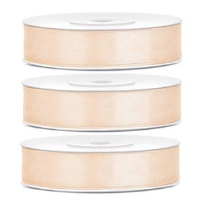 3x Creme satijnlinten op rol 1,2 cm x 25 meter cadeaulint verpakkingsmateriaal - Cadeaulinten