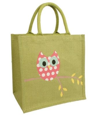 Jute Tas met Uil (30 x 30 cm)