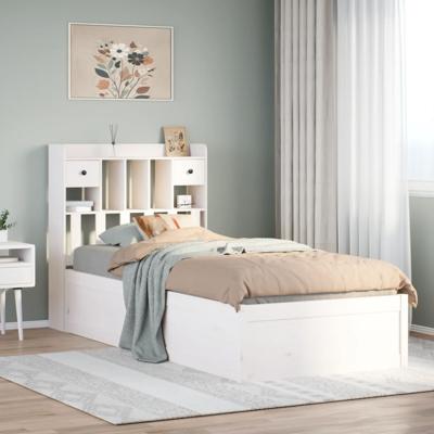 Bedframe zonder matras massief grenenhout wit 90x200 cm