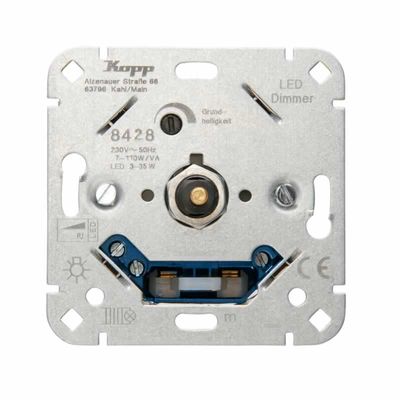 Kopp dimmer voor LED en gloei- halogeen LED 3-35W RL 7-110W druk/draai 8428