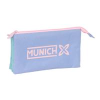 Pennenetui met 3 vakken Munich Mellow Blauw Roze Hemelsblauw 22 x 12 x 3 cm