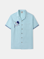 Hardaddy® Cotton Marlin Embroidered Aloha Shirt - thumbnail