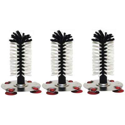 Spoelborstel enkel - 3x - voor bierglazen en meer - 8 x 8 x 19 cm - zilver - professionele horeca bo