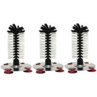 Spoelborstel enkel - 3x - voor bierglazen en meer - 8 x 8 x 19 cm - zilver - professionele horeca bo