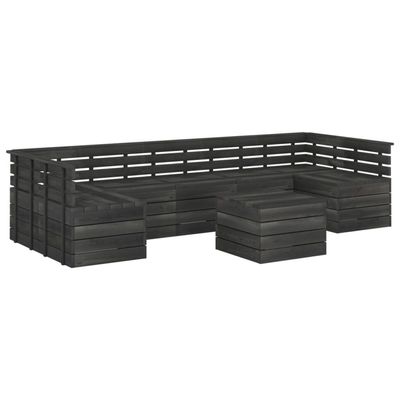 vidaXL 7-delige Loungeset pallet massief grenenhout donkergrijs