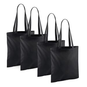 Draagtasje met hengsels - 10x - zwart - 42 x 38 cm - katoen - 10 liter - boodschappen - gymtas