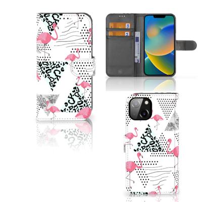 Apple iPhone 14 | Telefoonhoesje | Met pasjeshouder | Flamingo Triangle