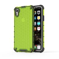 Schokbestendige honingraat PC + TPU beschermhoes voor iPhone XR (groen)