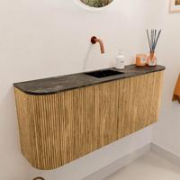 Toiletmeubel Mondiaz Joya Dlux | 103.2 cm | Meubelkleur Oak | Faye wastafel Lava Wasbak Midden | Zonder kraangat(en)