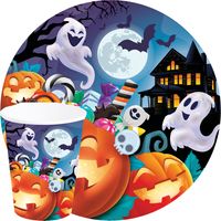 Halloween/horror pompoen feest servies - borden/bekers - 24x - oranje - papier