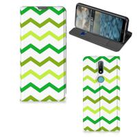 Nokia 2.4 | Hoesje met Magneet | Zigzag Groen