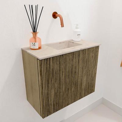 Toiletmeubel Mondiaz Joya Dlux | 50 cm | Meubelkleur Dusk | Faye wastafel Frappe Wasbak Rechts | Zonder kraangat(en)