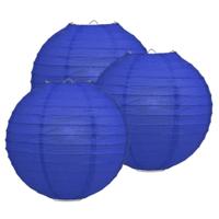 Luxe bol feest lampion - 3x - donkerblauw - dia 35 cm - papier