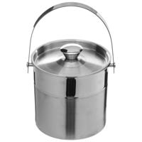 Ijsemmer - met deksel - 15 cm - RVS - IJsblokjes koelemmers - Ijskoeler - IJscontainer