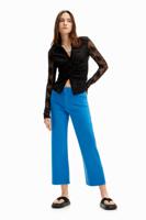 Effen cropped denim broek. - BLUE - 44 - thumbnail